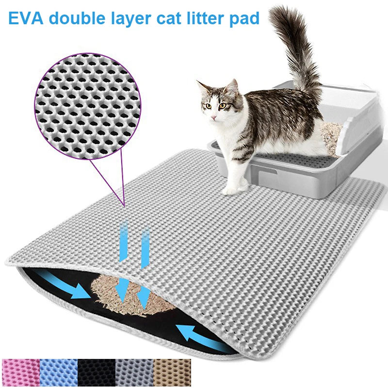 Cat Litter Mat Waterproof Double Layer EVA Foldable Pet Litter Mat Non-Slip Sand Trapping Pad Washable Bed Mat Clean Pad Product