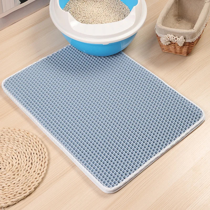 Cat Litter Mat Waterproof Double Layer EVA Foldable Pet Litter Mat Non-Slip Sand Trapping Pad Washable Bed Mat Clean Pad Product