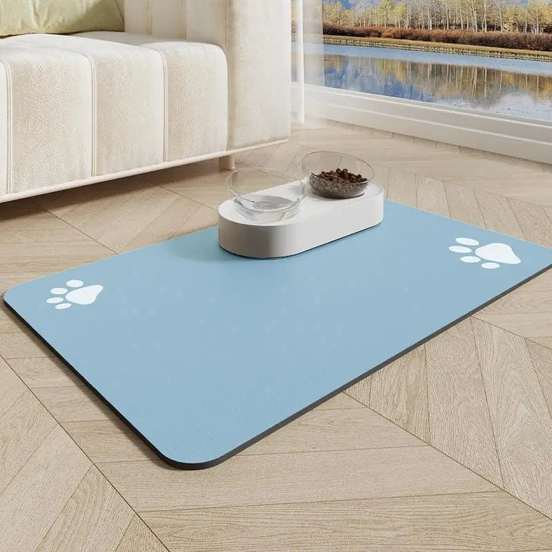 Minimalist Pet Feeding Mat for Pets Dirt-Resistant Scratch-Proof Spill-Proof Solid Color Single Paw Print Non-Slip Table Mat
