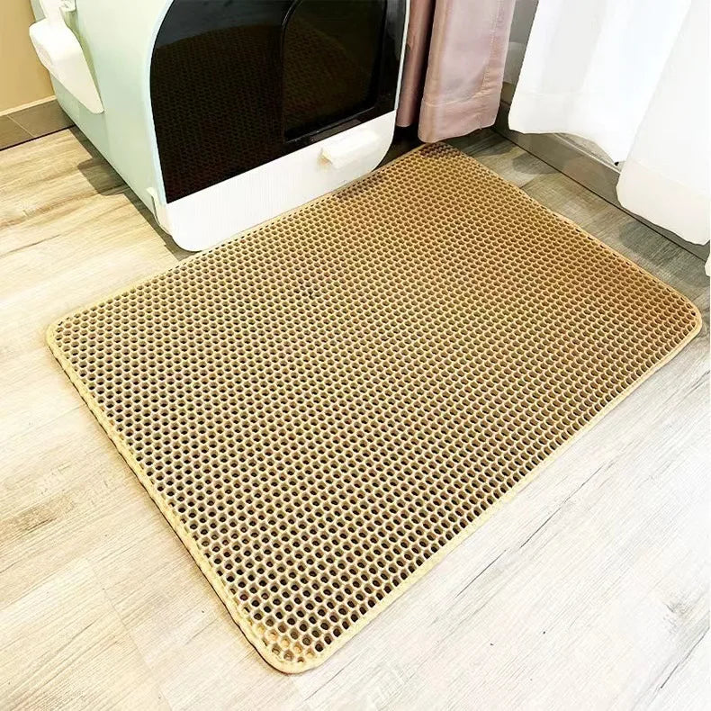 Cat Litter Mat Waterproof Double Layer EVA Foldable Pet Litter Mat Non-Slip Sand Trapping Pad Washable Bed Mat Clean Pad Product