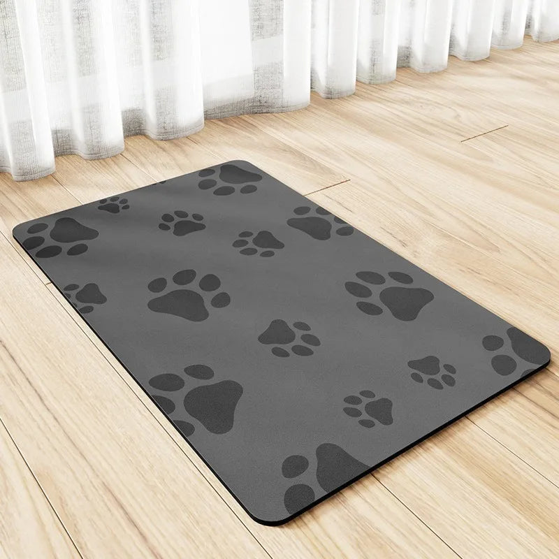 Minimalist Pet Feeding Mat for Pets Dirt-Resistant Scratch-Proof Spill-Proof Solid Color Single Paw Print Non-Slip Table Mat