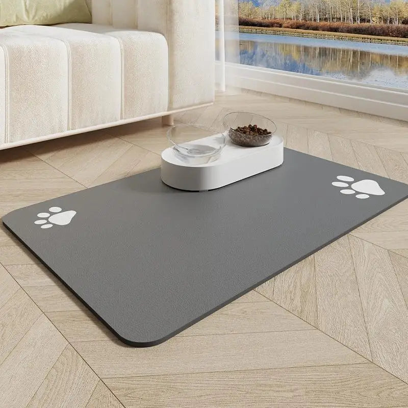 Minimalist Pet Feeding Mat for Pets Dirt-Resistant Scratch-Proof Spill-Proof Solid Color Single Paw Print Non-Slip Table Mat