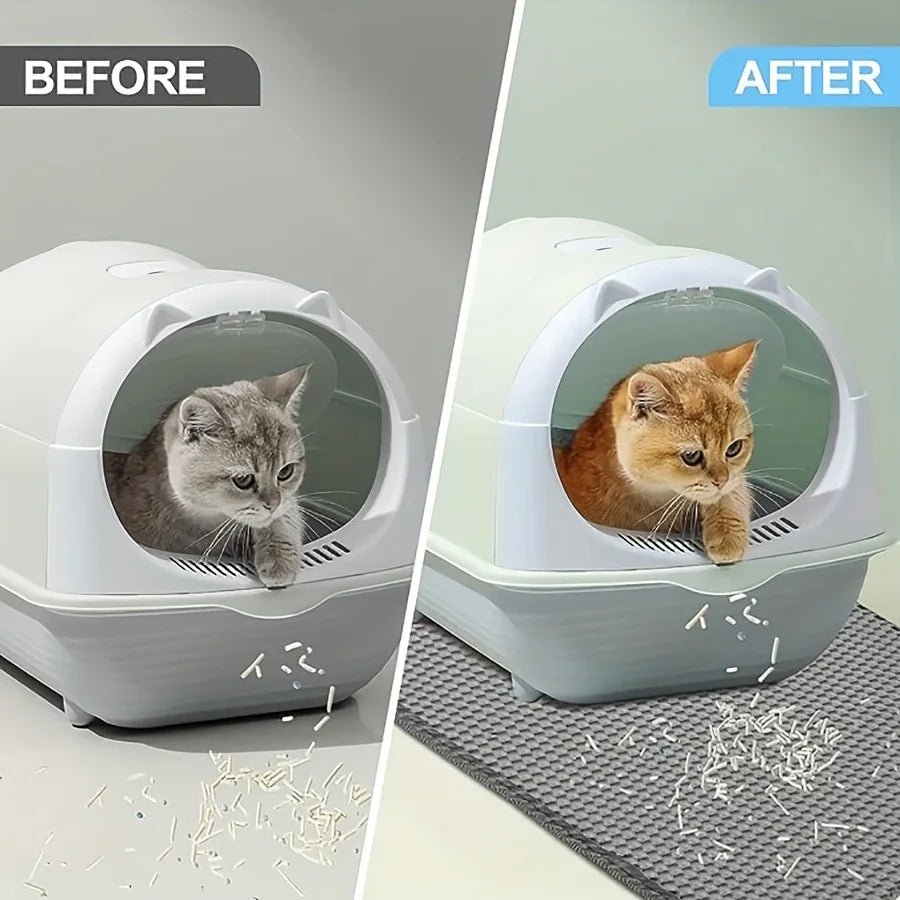 Cat Litter Mat Waterproof Double Layer EVA Foldable Pet Litter Mat Non-Slip Sand Trapping Pad Washable Bed Mat Clean Pad Product