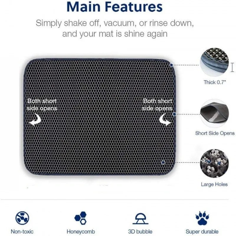 Cat Litter Mat Waterproof Double Layer EVA Foldable Pet Litter Mat Non-Slip Sand Trapping Pad Washable Bed Mat Clean Pad Product