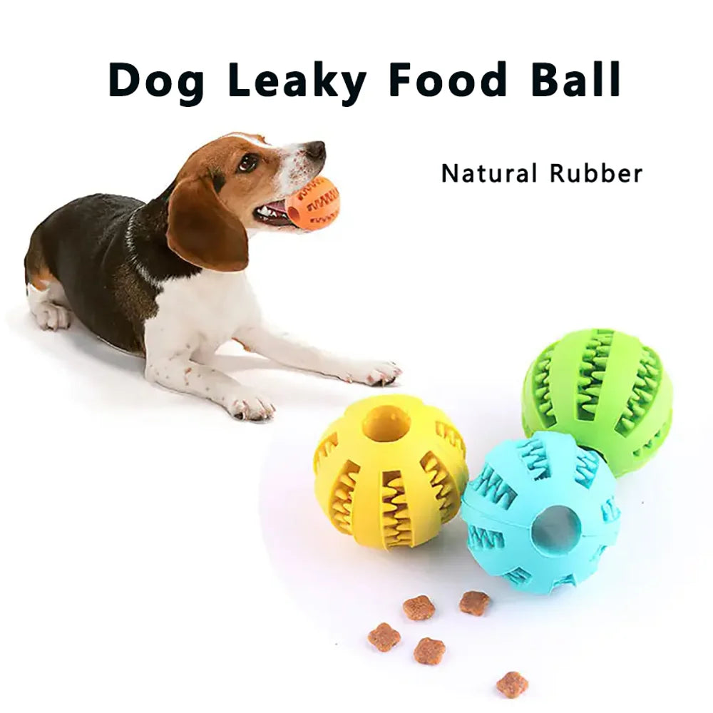 Dog Treat Dispensing Ball - Natural Rubber Chew Toy for Teeth Cleaning, Elastic Interactive Puzzle Toy to Relieve Boredom