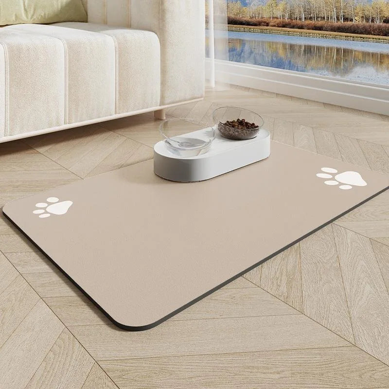 Minimalist Pet Feeding Mat for Pets Dirt-Resistant Scratch-Proof Spill-Proof Solid Color Single Paw Print Non-Slip Table Mat