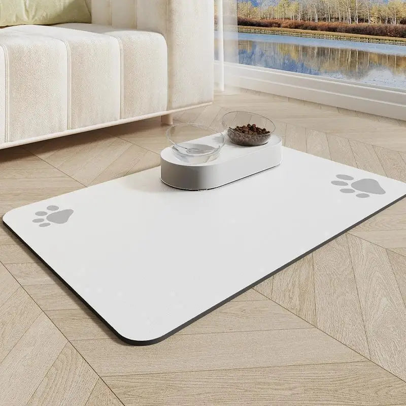 Minimalist Pet Feeding Mat for Pets Dirt-Resistant Scratch-Proof Spill-Proof Solid Color Single Paw Print Non-Slip Table Mat