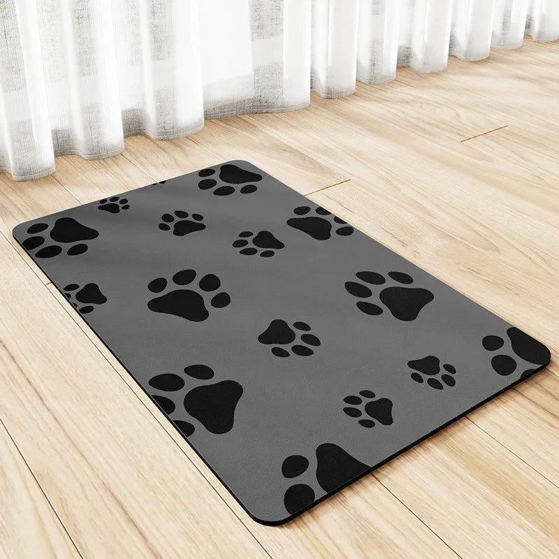 Minimalist Pet Feeding Mat for Pets Dirt-Resistant Scratch-Proof Spill-Proof Solid Color Single Paw Print Non-Slip Table Mat