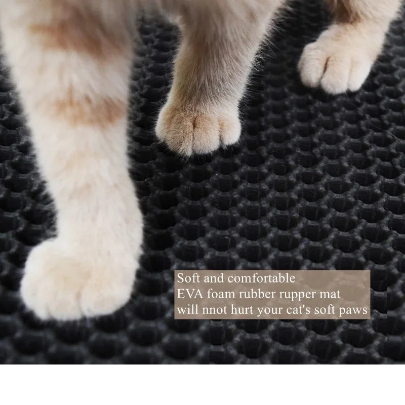 Cat Litter Mat Waterproof Double Layer EVA Foldable Pet Litter Mat Non-Slip Sand Trapping Pad Washable Bed Mat Clean Pad Product