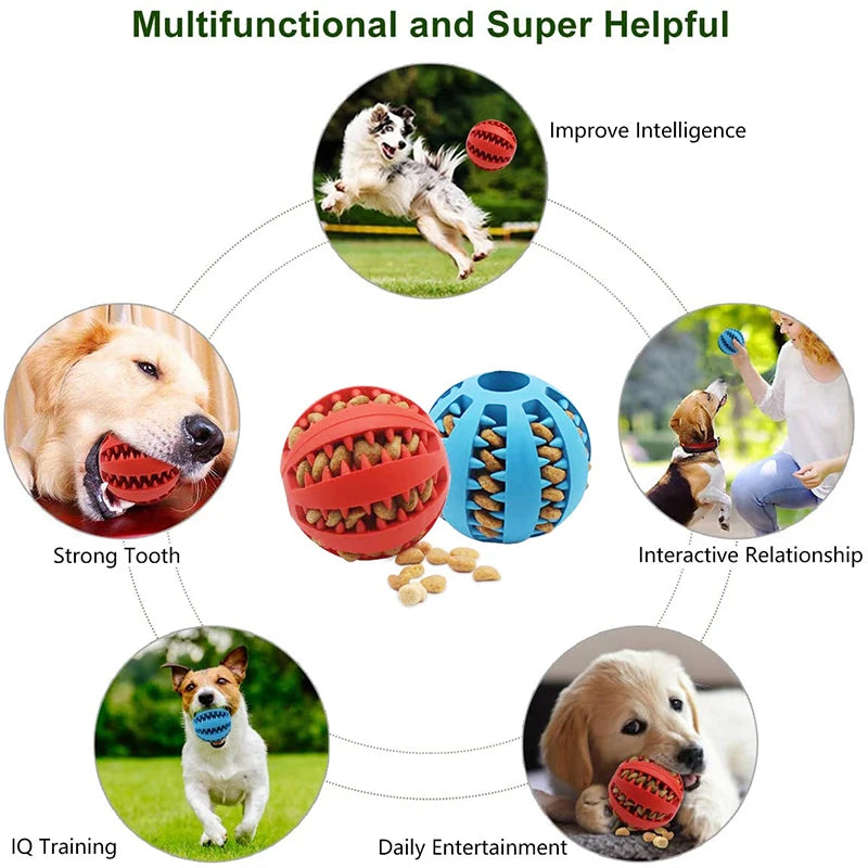 Dog Treat Dispensing Ball - Natural Rubber Chew Toy for Teeth Cleaning, Elastic Interactive Puzzle Toy to Relieve Boredom