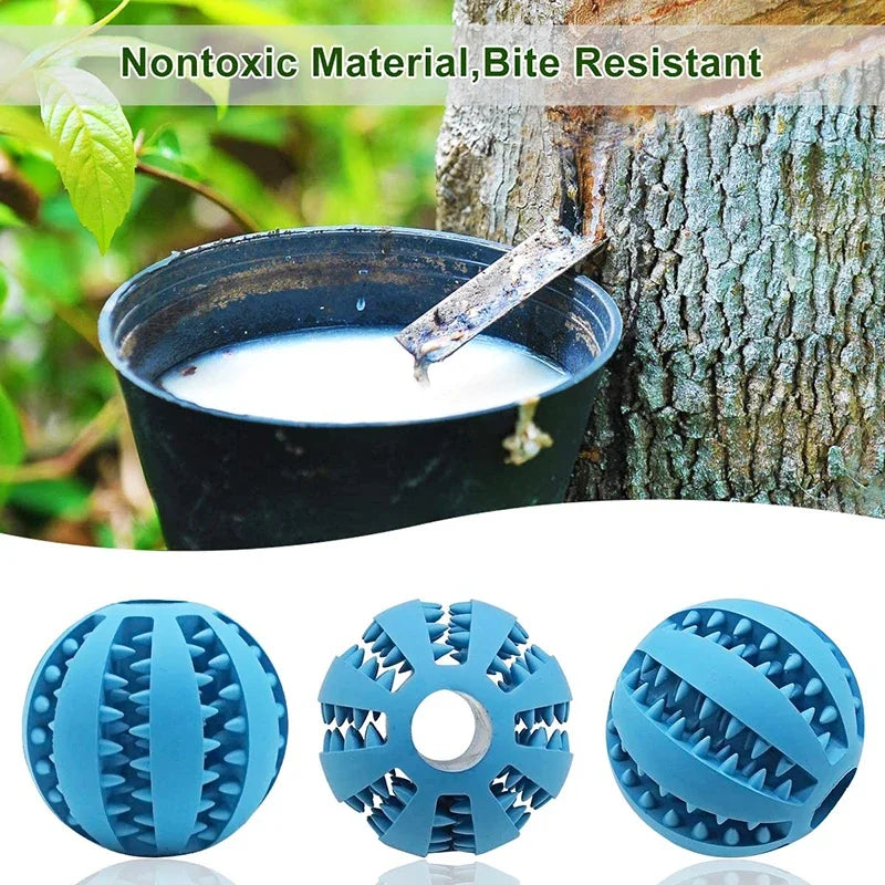 Dog Treat Dispensing Ball - Natural Rubber Chew Toy for Teeth Cleaning, Elastic Interactive Puzzle Toy to Relieve Boredom