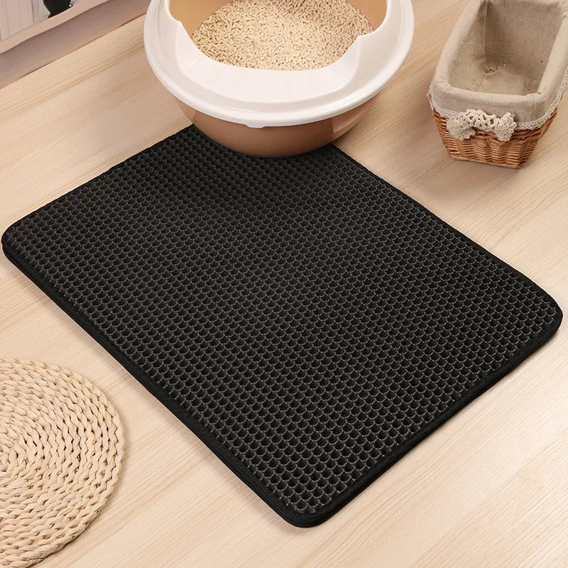 Cat Litter Mat Waterproof Double Layer EVA Foldable Pet Litter Mat Non-Slip Sand Trapping Pad Washable Bed Mat Clean Pad Product