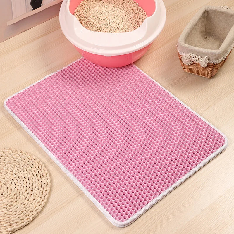 Cat Litter Mat Waterproof Double Layer EVA Foldable Pet Litter Mat Non-Slip Sand Trapping Pad Washable Bed Mat Clean Pad Product
