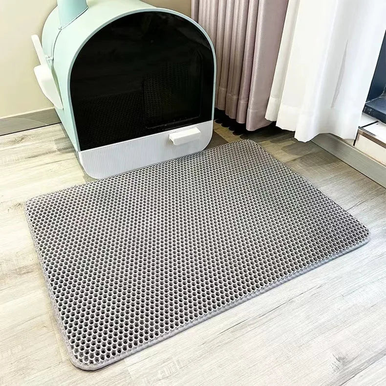 Cat Litter Mat Waterproof Double Layer EVA Foldable Pet Litter Mat Non-Slip Sand Trapping Pad Washable Bed Mat Clean Pad Product