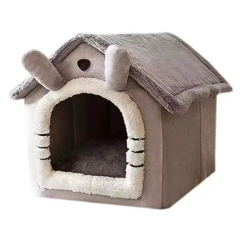 All Season Dog House Style Bed - Removable Washable Pet Bed for Small Dogs Teddy Winter Warm Cat Dog House